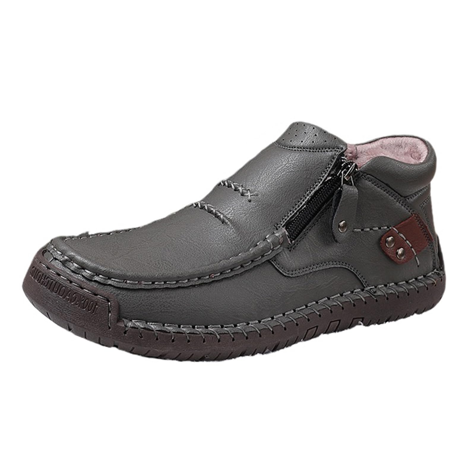 Platform Leather Shoes Women Men Handmade Premium Slip-On Driving Boots Fashion Round Toe Ankle Chukka Boots Non-Slip Side