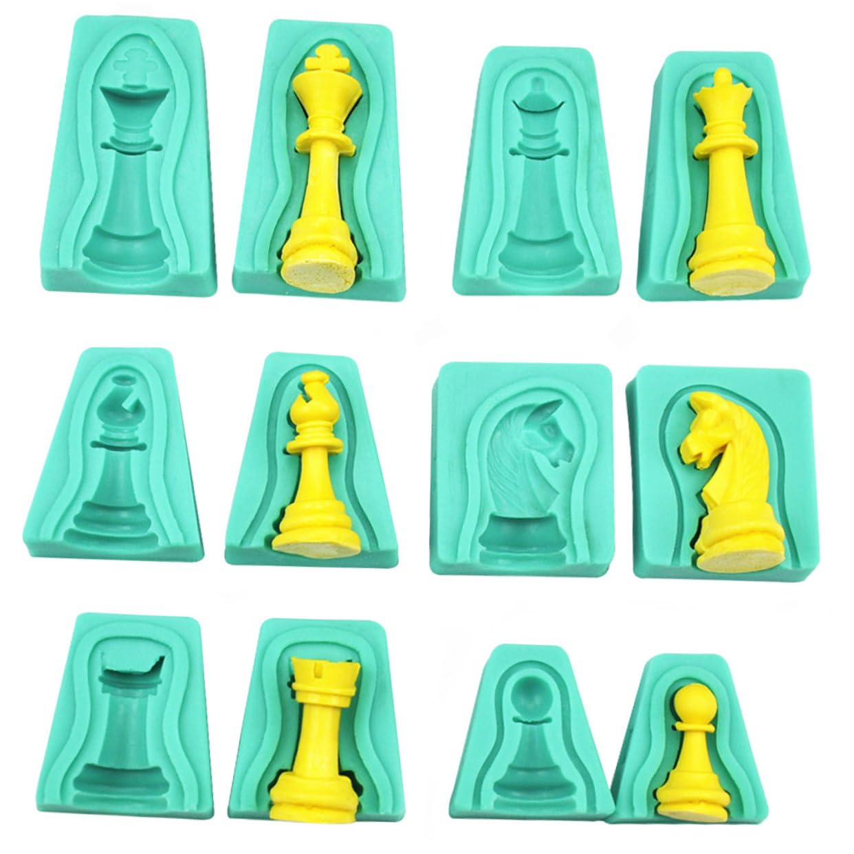 Molde de Silicona para Pastel de Ajedrez 3d 12 Piezas Verde