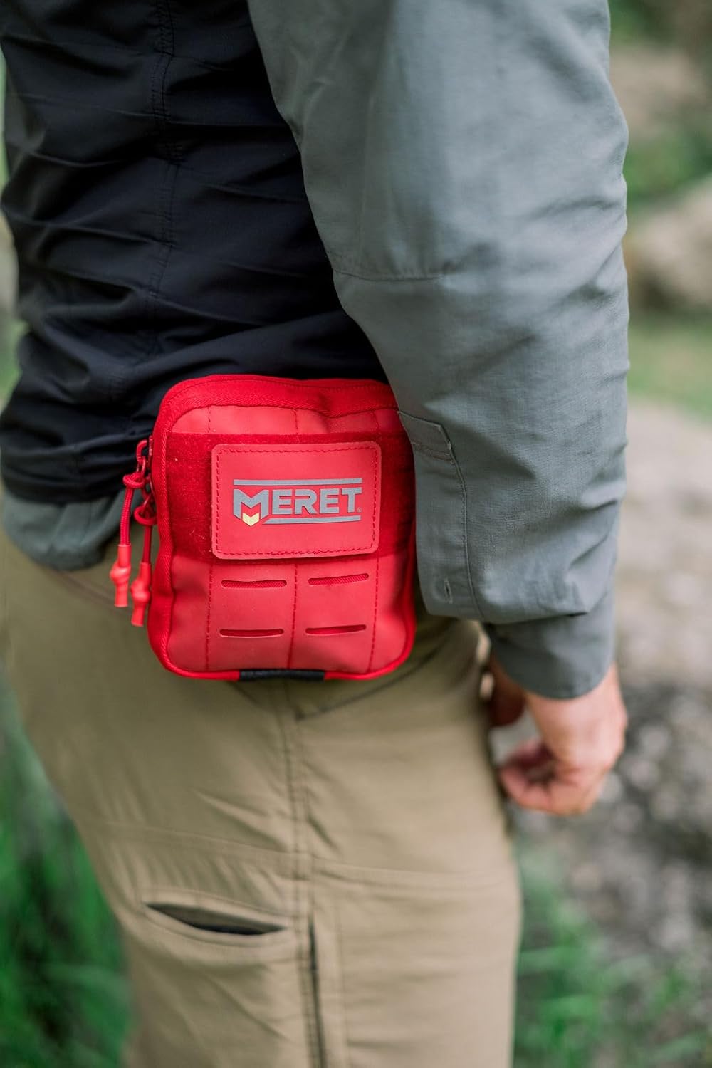 MERET Personal Response Pack – First Aid Kit Bag with Modular Organizer, MOLLE Panel, and Durable Wipeable Material – Travel, Hiking, Camping Emergency Preparedness – MIni, Red