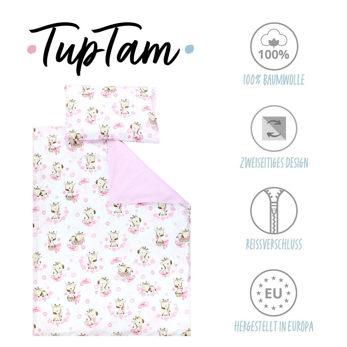 TupTam Juego de Ropa de Cama para Niños, de 2 Piezas., Conejo/Rosa/Lunares, 120x90 cm — view 198