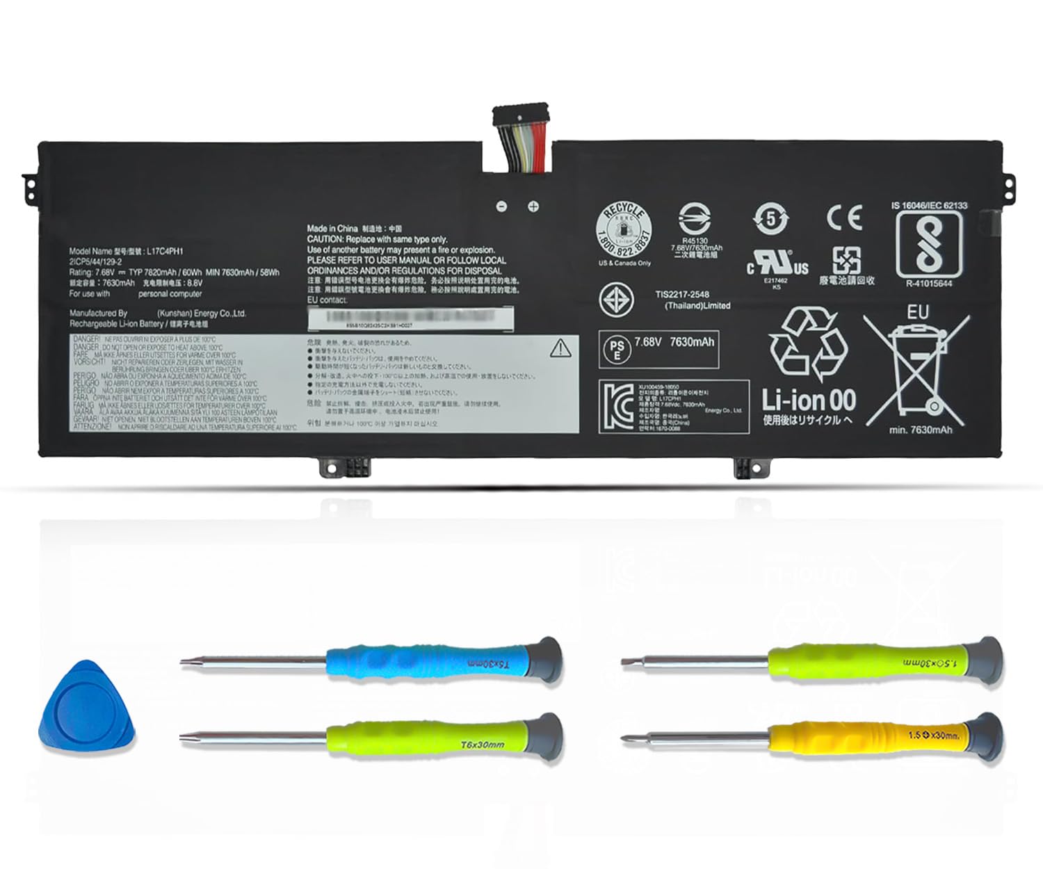 ASODI L17C4PH1 L17M4PH1 Laptop Battery Compatible with Lenovo Yoga C930 C930-13IKB C930-13IKB 81C4 Series 5B10Q82426 5B10Q82425 7.68V 60Wh 7820mAh