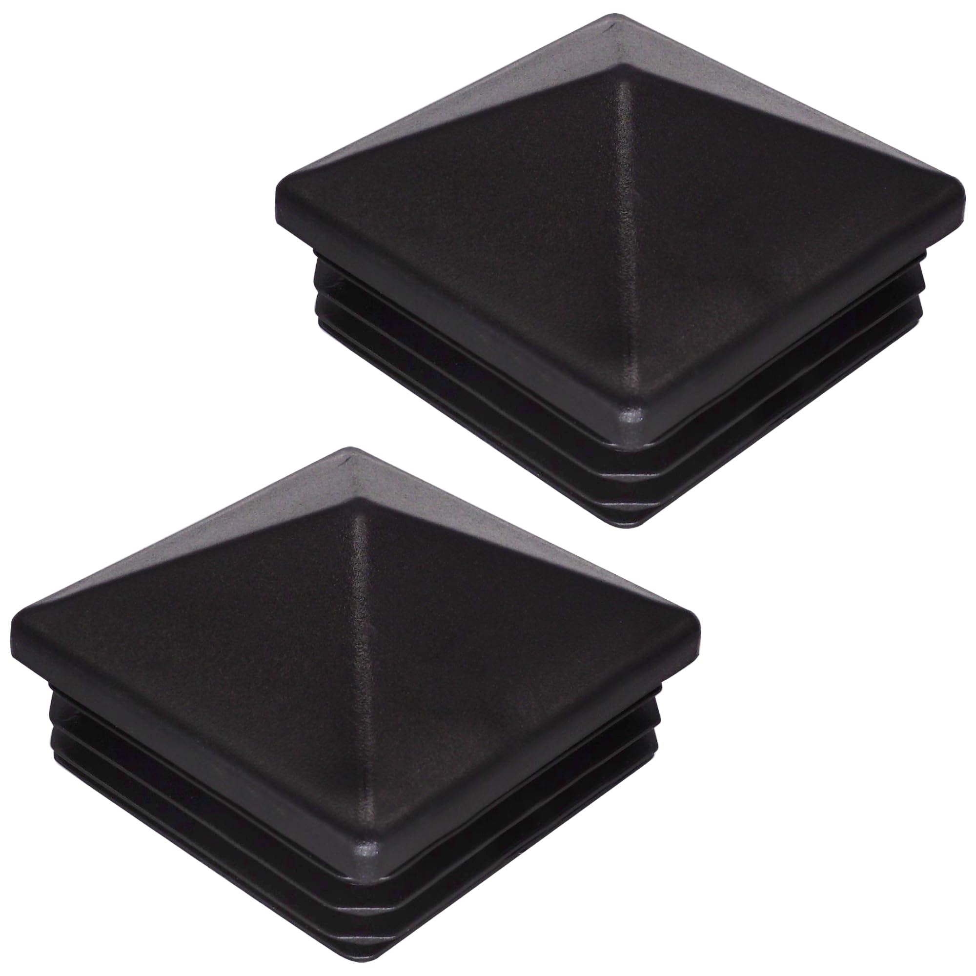 SKIR'CO (2 pcs) Square Plastic Plugs 80 x 80 mm, Tube End Caps, Fence Post Plugs, Square Tube Inserts, Black RAL 9005