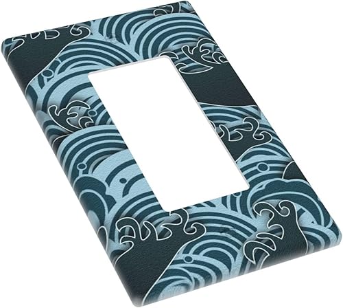 Miniatura 3 de Cubierta de interruptor de luz azul de onda retro decorativa de una sola placa de pared para sala de estar, oficina, decoración del hogar