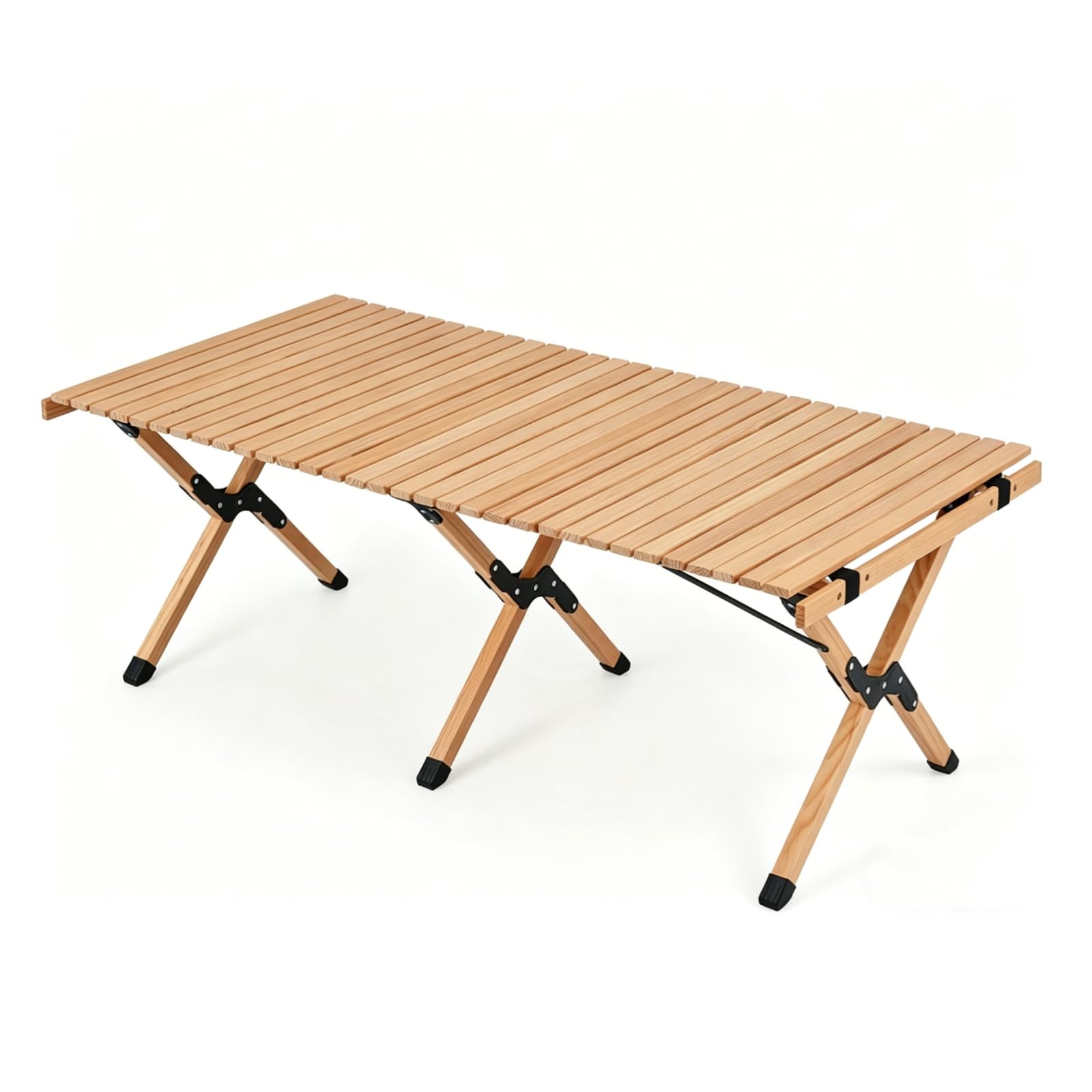 Table pliante 4-6 personnes en bois de pin HOMASIS pour camping et jardin - Café