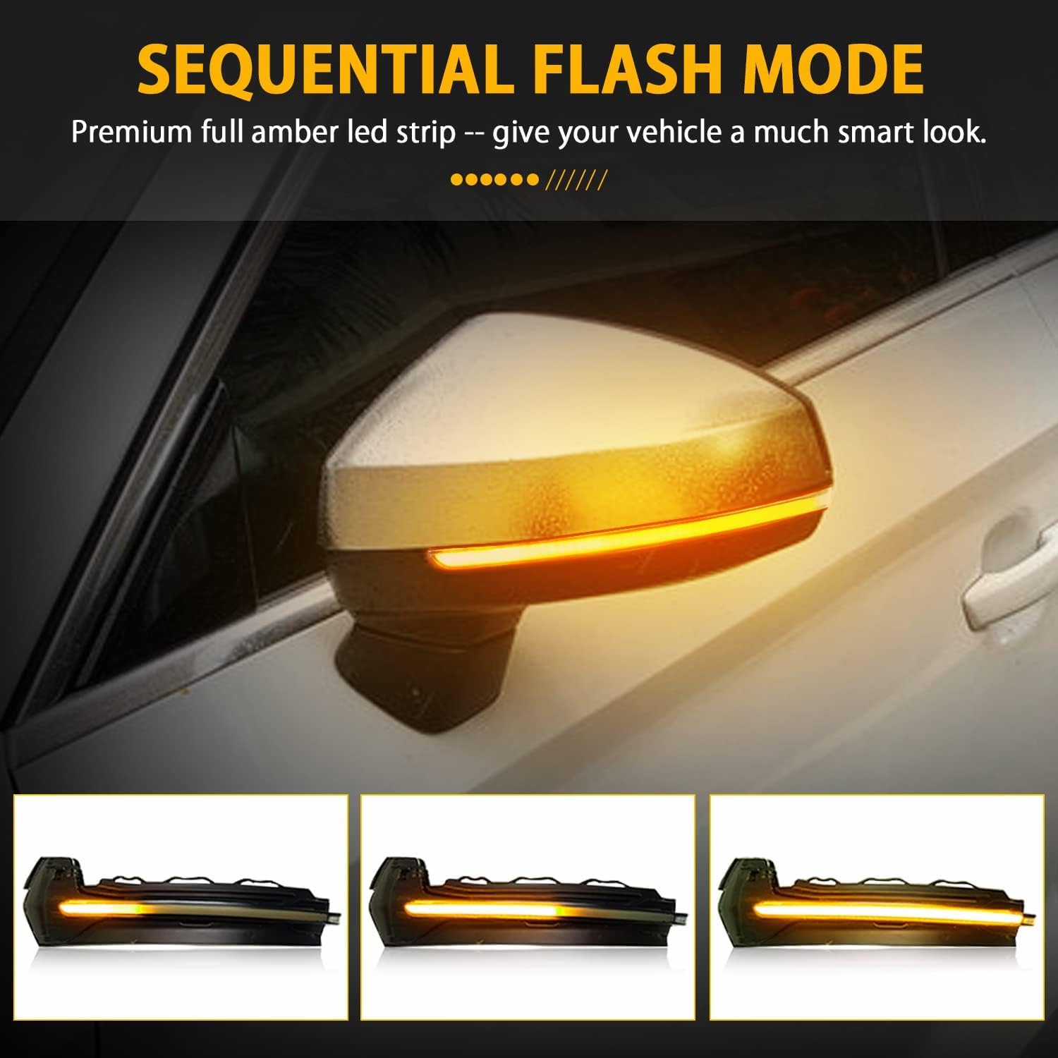 Indicatori di direzione dinamici a LED nello specchietto retrovisore per A-udi A3 8V S3 RS3 2013-2020 (Nero)