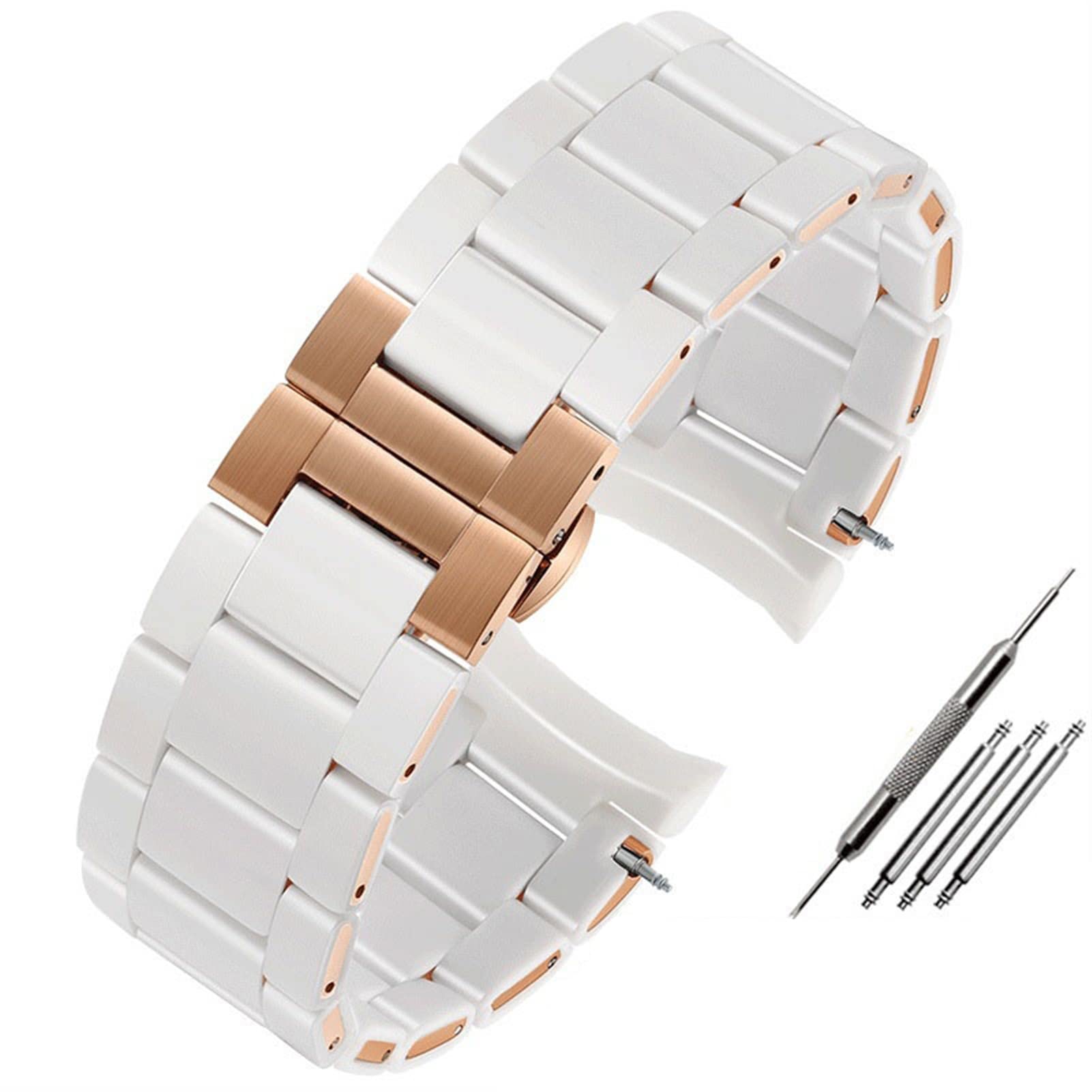 Bracelet montre silicone blanc et acier or rose pour AR5920 - 8