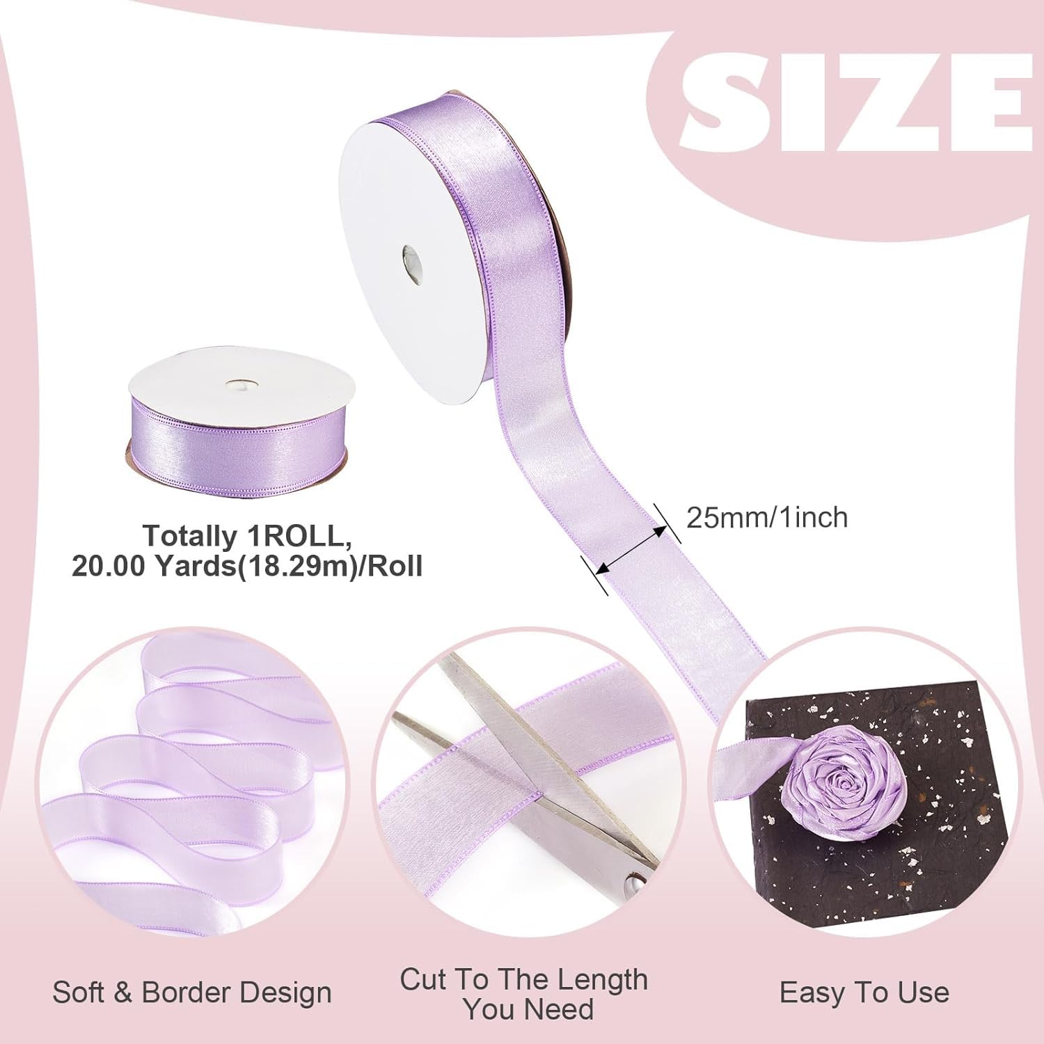Cinta para Regalos Cintas de 100 Yardas, Cinta para Envolver Regalos, Cintas Decorativas de Tul Transparente de 2,5 cm para Ramos de Flores, Regalos, Manualidades, Lazos, Fiestas, Bodas