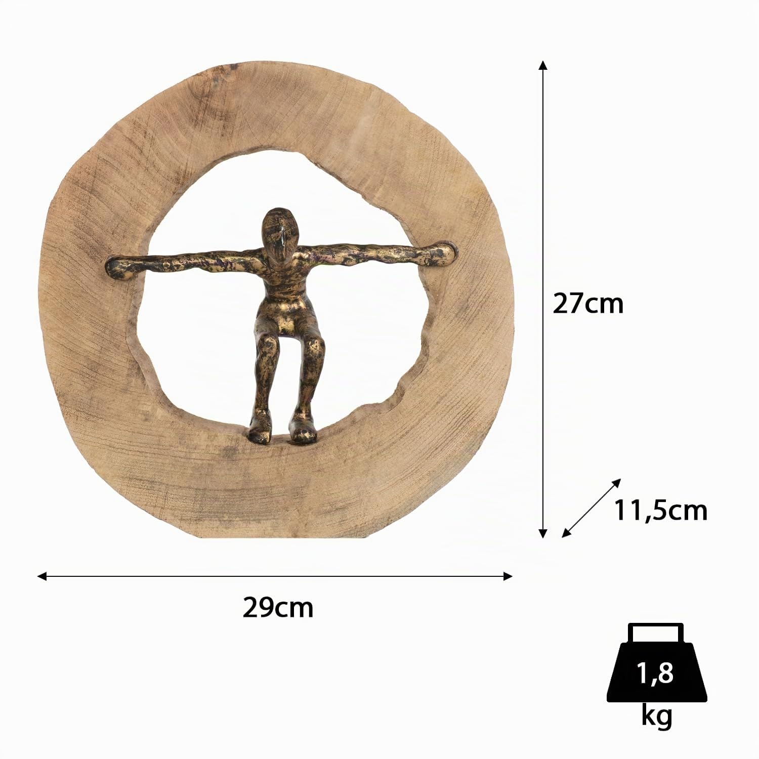 Moritz Skulptur Wage den Sprung 27 cm schwarz-Gold – Mangoholz Deko Figur | Handgefertigt aus Massivholz und Aluminium, Unikat mit feiner Maserung, Symbol für Mut und Balance, ideal für Büro und Regal