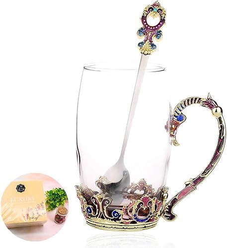 Taza de té, regalos para el día de la madre, tazas de taza de café, taza de té de cristal soplado a mano, ideas únicas de regalo de cumpleaños