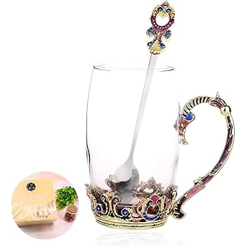 Amazon Com Tea Cup Coffee Mug Cups Hand Blown Crystal Glass Tea Cup Unique Personalized Birthday Present Ideas For Women Grandma Mom Teachers Hot Beverages 13oz Purple Teacups
