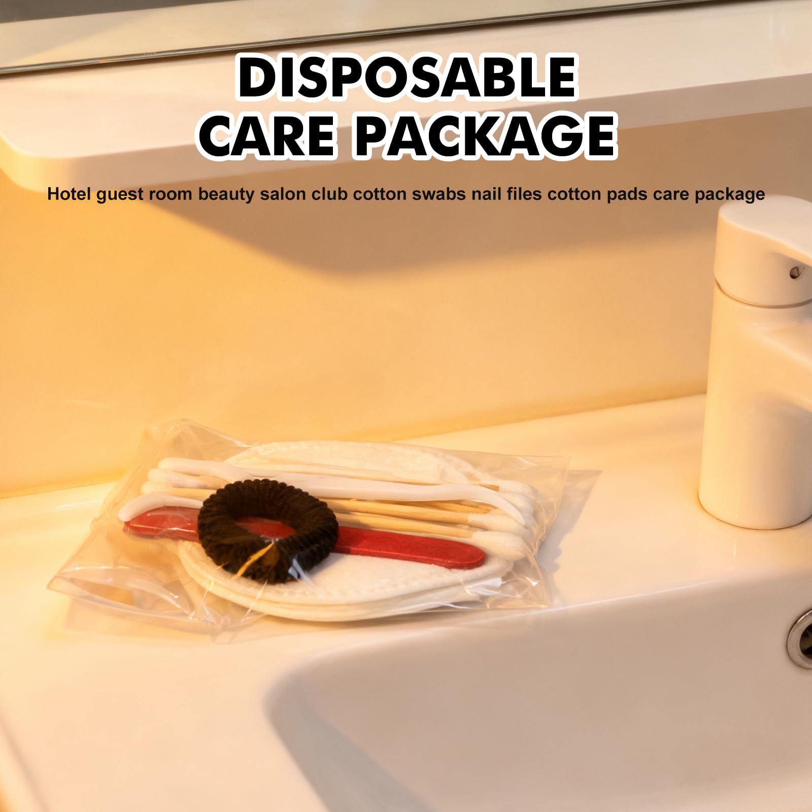 Lot de 100 articles de toilette pour hôtel, voyage et vie quotidienne Articles de toilette emballés individuellement, kit de vanité d'hôtel avec cotons-tiges, fil dentaire et lime à ongles