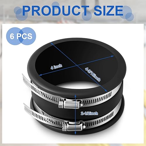 Miniatura 2 de Minatee 6 puños flexibles para control de polvo con abrazaderas de manguera ajustables, puertos de conector de manguera con abrazaderas de acero