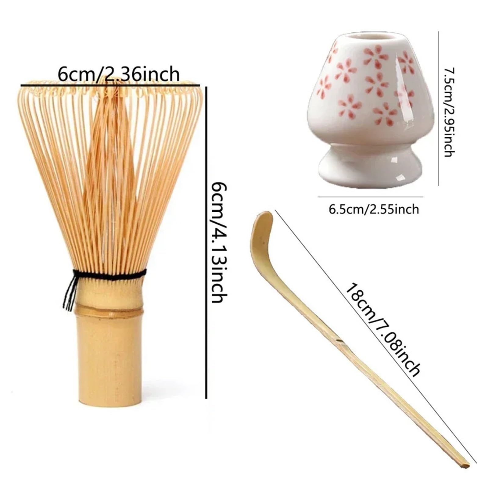 Juego de 3 piezas de matcha, cucharas de té de seguridad, herramientas for mezclar té en interiores, accesorios, juegos de utensilios de cocina Juego de Té Matcha(Black pink)