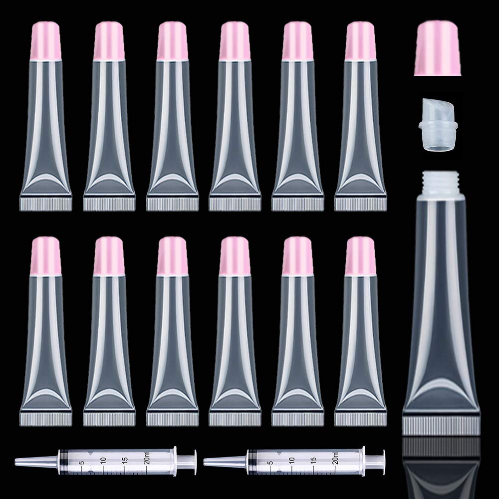 AMORIX 50PCS Lip Gloss Tubes 15ml Pink Cap Lip Gloss