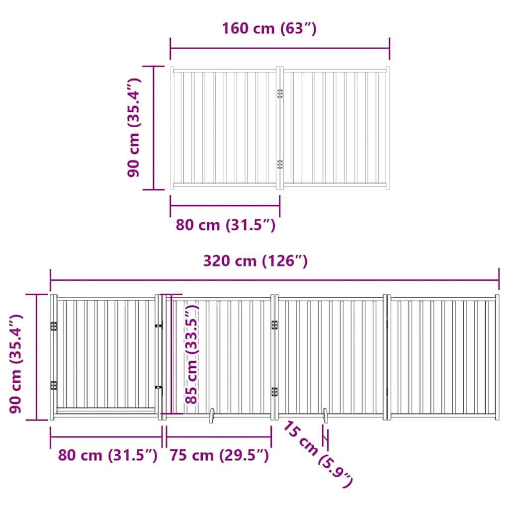 vidaXL Puerta de Perros Plegable 12 Paneles Madera álamo Negra 960 cm