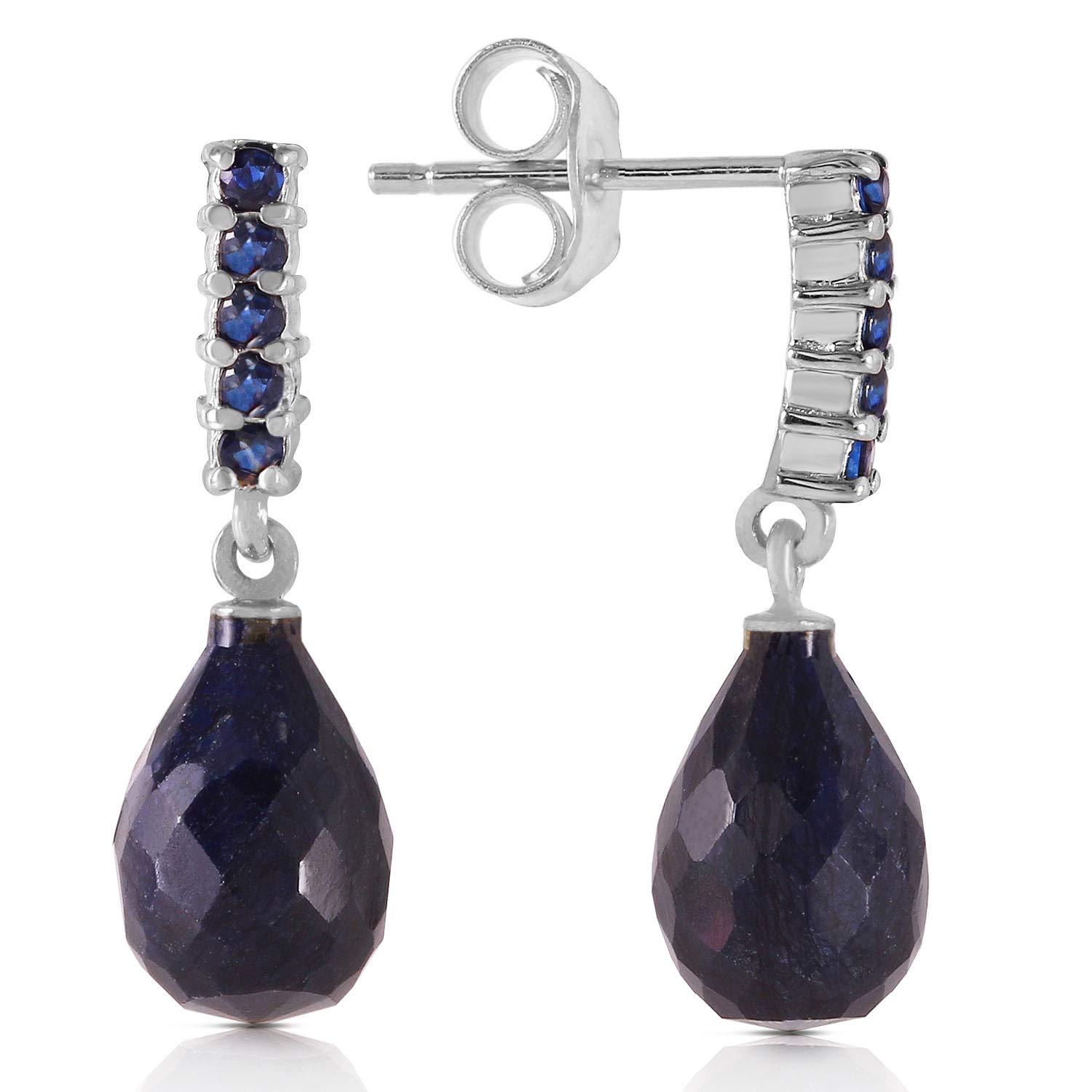 Galaxy Gold GG7 Carat 14k Solid White Gold Sapphire Earrings Briolette Dangling Sapph