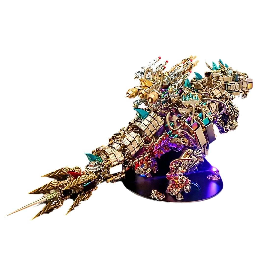 Puzzle 3D in metallo per adulti, 2500+PCS fai da te 3D Steampunk Metal Assemble Dinosaur Model Kit con giunti mobili e occhi LED, decorazioni creative per casa o ufficio
