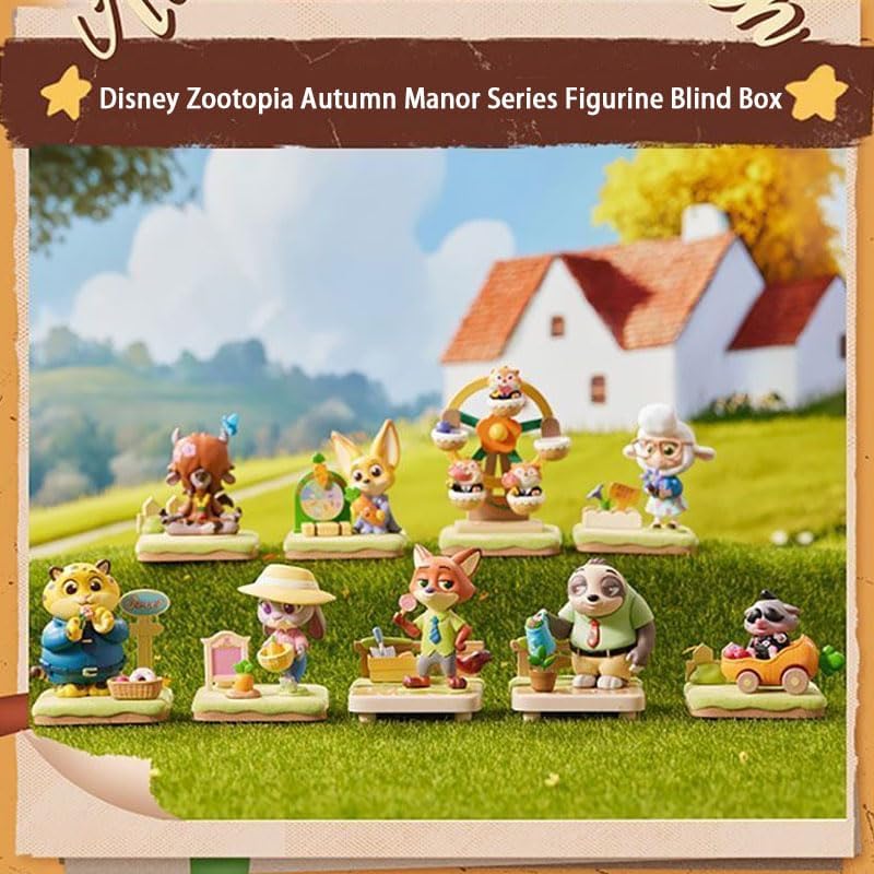 MINISO Disney Zootopia Autumn Manor Series Blind Box Figurines - Cute Animal Statues, Collectible Surprise Gifts, Decorations, and Birthday Presents (1 Random Item).