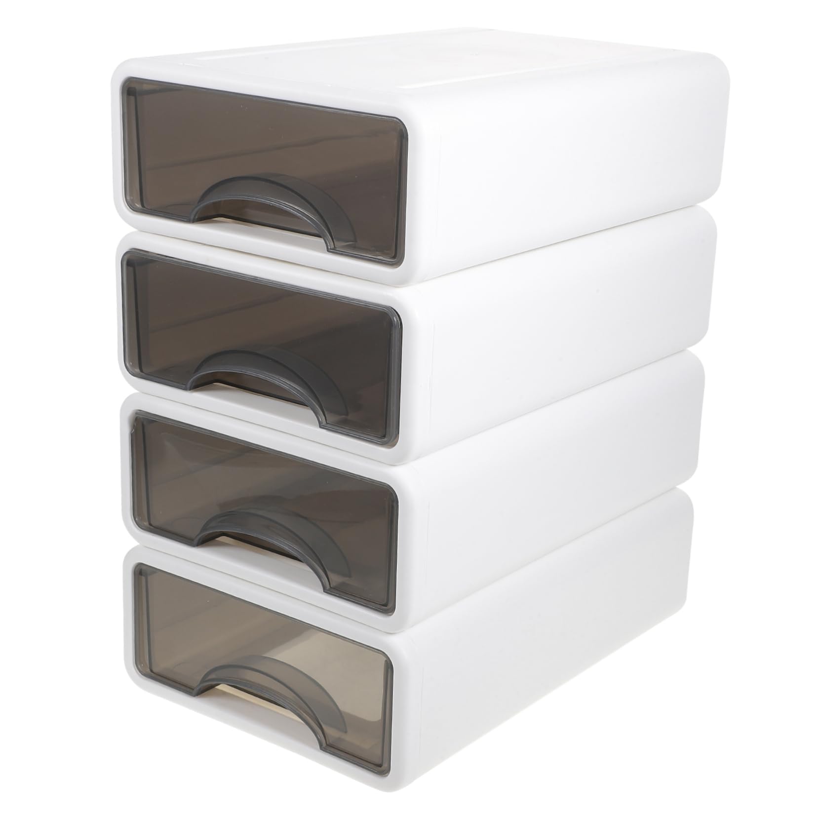 Organizador plástico apilable con 4 cajones transparentes de escritorio