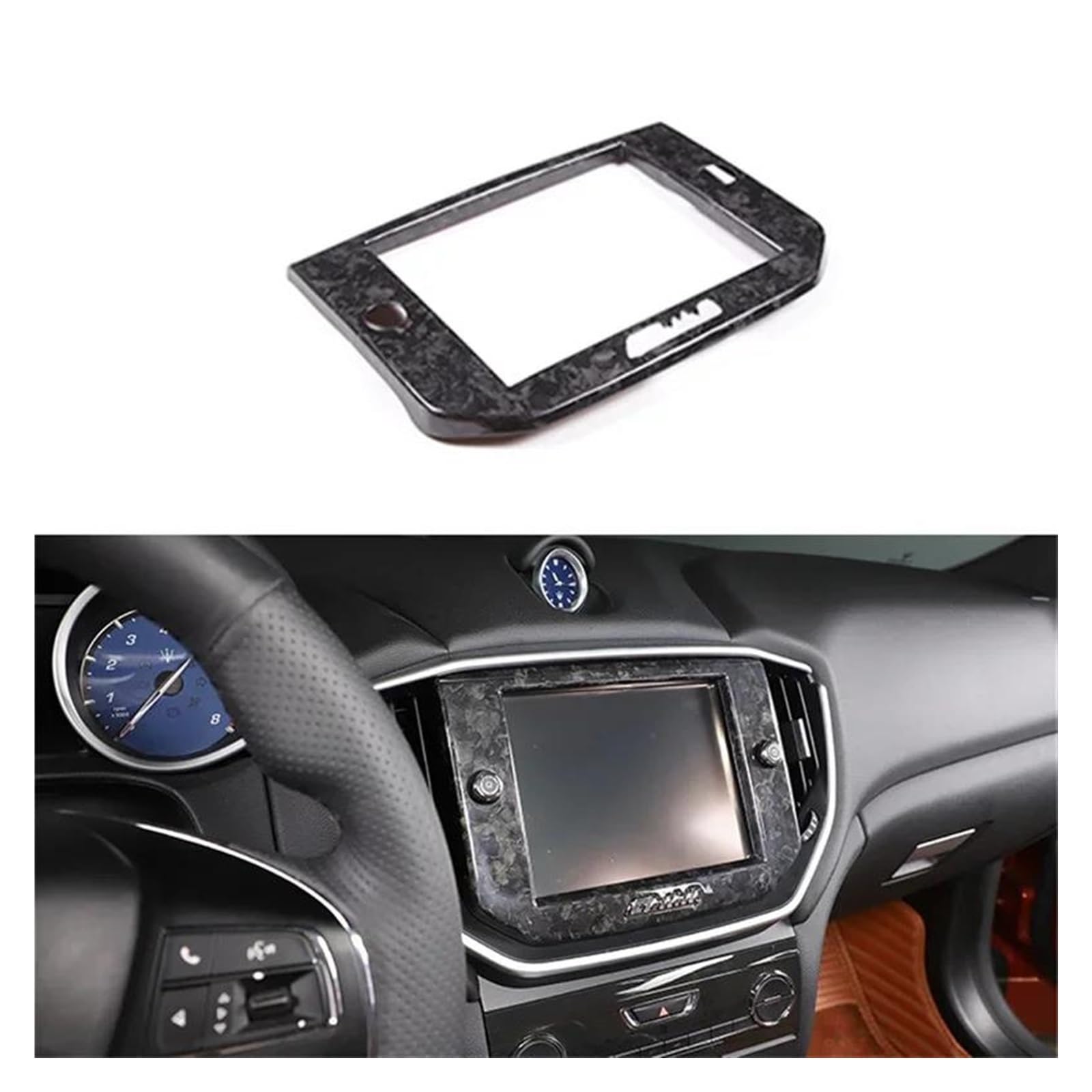 Panneau Décoratif Fibre Carbone Pour Maserati Ghibli 2014-2015 - Couverture Navigation Noir