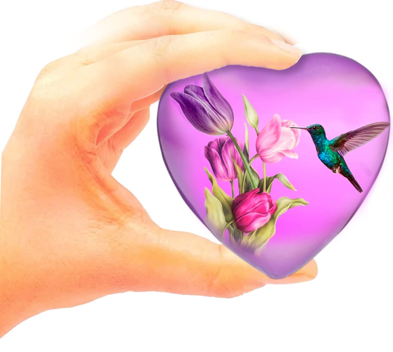 Hummingbird Mini Heart Cremation Urn with Stand & Premium Box - Small Keepsake Urn for Ashes - Perfect for Adults & Infants