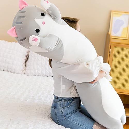 Miniatura 3 de Almohada larga de felpa suave con diseño de gato para abrazar, almohada de animal de peluche, bonita almohada para dormir, regalo para niños (35.43