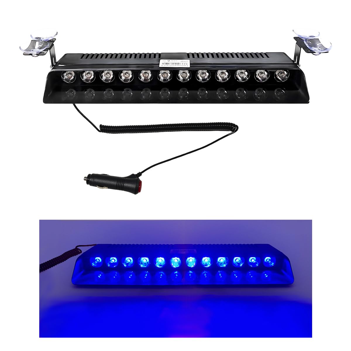Luz estroboscópica de emergencia para coche, 12 V, luz de advertencia para salpicadero de parabrisas con 12 LED, luz universal de peligro de precaución segura para coche, camión, SUV, accesorios