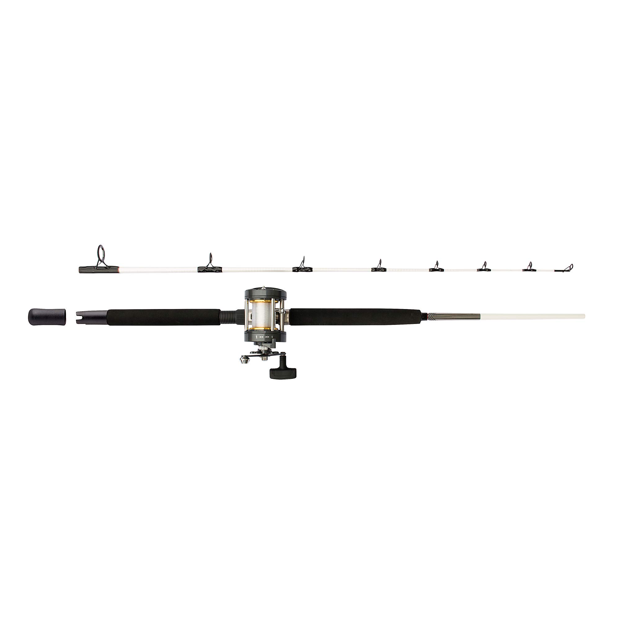 Mitchell Performance Boat - Set composto da canna da pesca e mulinello moltiplicatore, pronto per pescare con lenza, per sgombro, merluzzo, spigola e merluzzo, bianco/nero