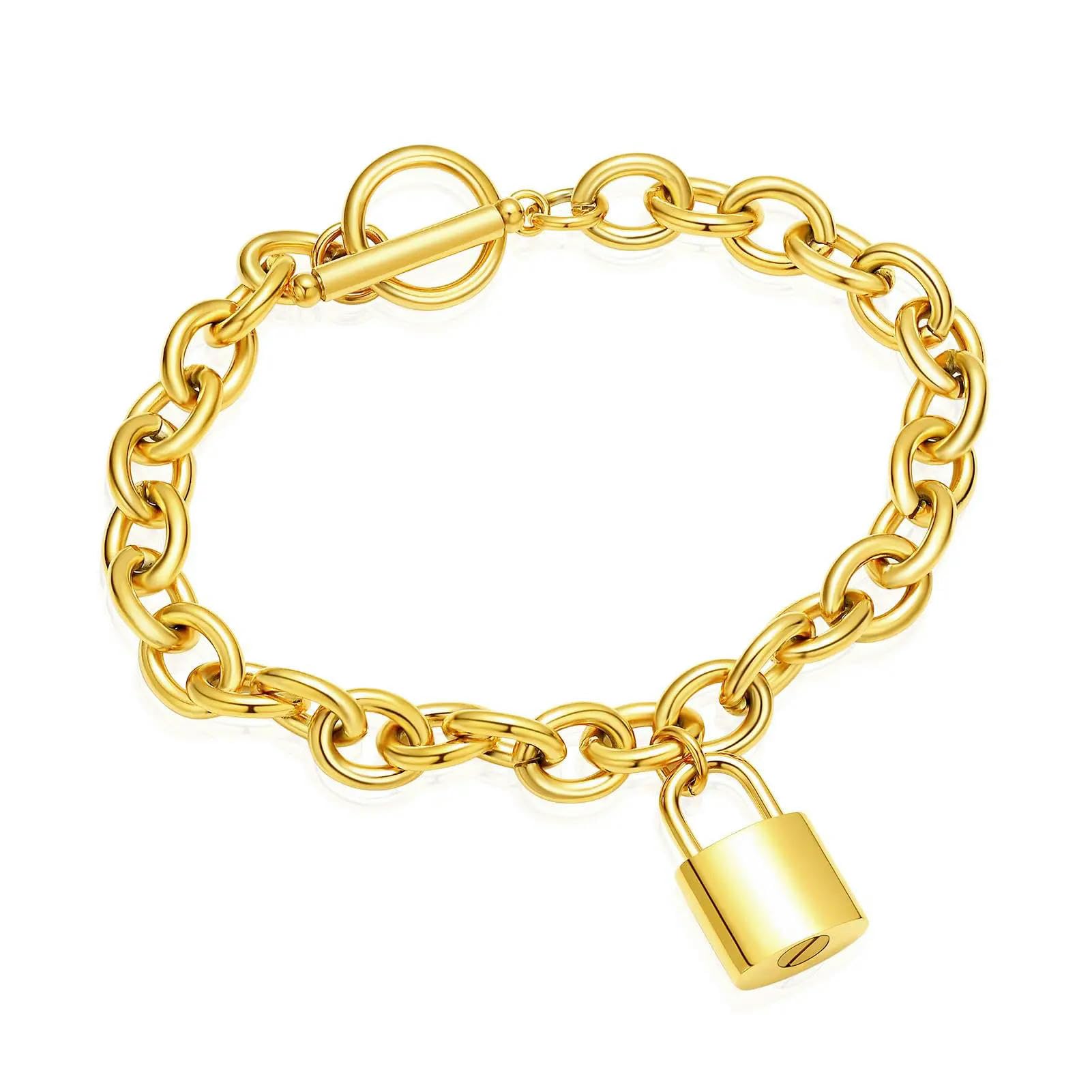 Bracelet commémoratif pour cendres en acier inoxydable doré