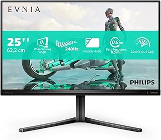 PHILIPS Evnia 25M2N3200W - 24.5 Inch Gaming Monitor, VA, 240Hz, 1ms GTG, Low Input Lag, Smart Contrast, Height Adjust (1920 x 1080 @ 240Hz, 300  cd/m², HDMI 2.0 / DP 1.4)