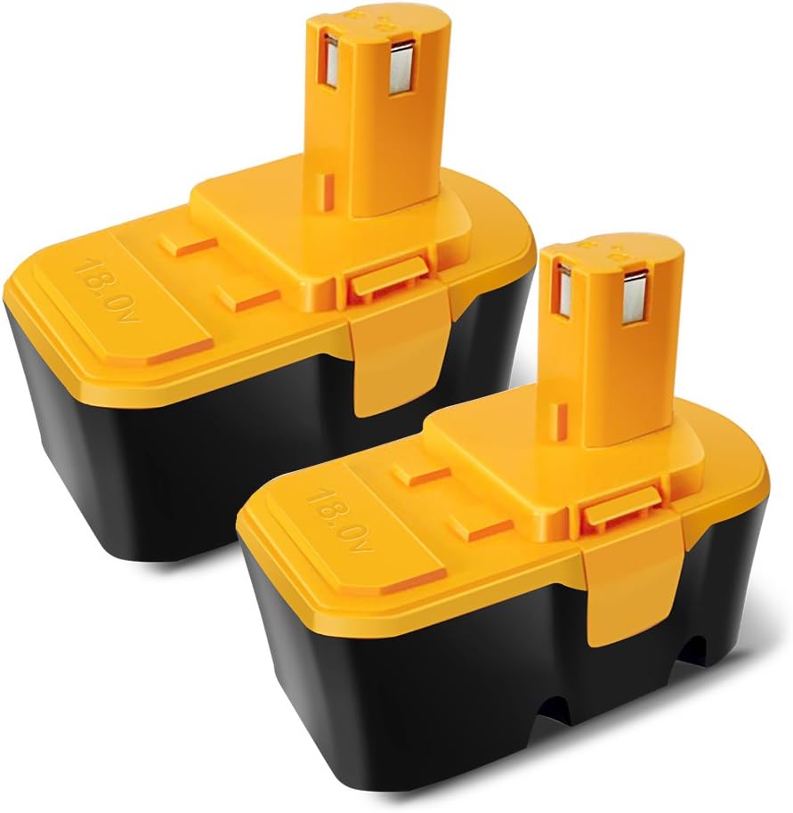 [2-Pack] Forceatt ABP1801 18V 3.0Ah 54Wh Ni-CD Replacement Cordless Power Tool Battery for Ryobi Tools ONE+ ABP1801 ABP1803 BCP1817/2SM (Black-Yellow)