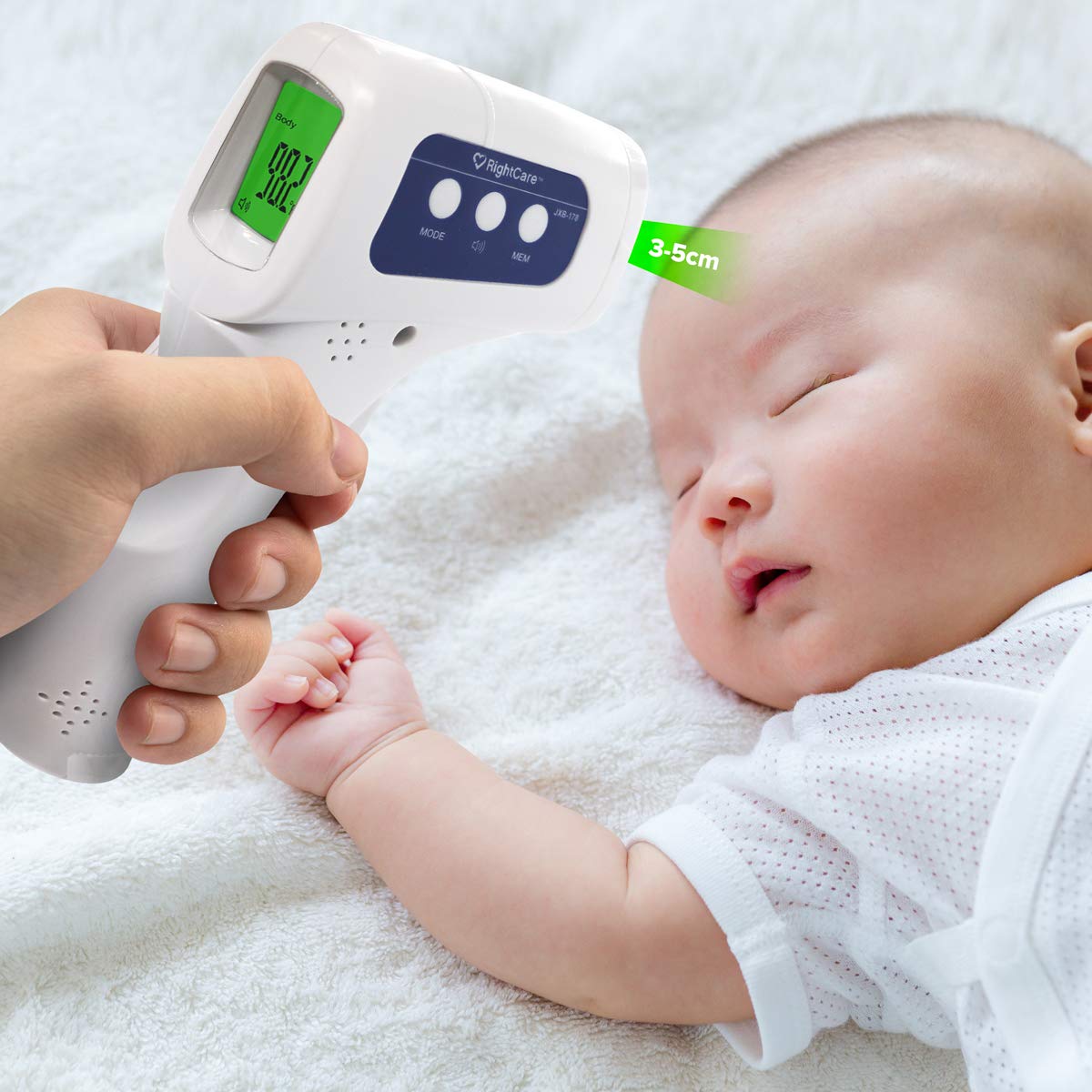 RightCare Berührungsloses Infrarot-Stirnthermometer mit sofortigen Ergebnissen für Schule, Zuhause und Unternehmen, 1 Stück
