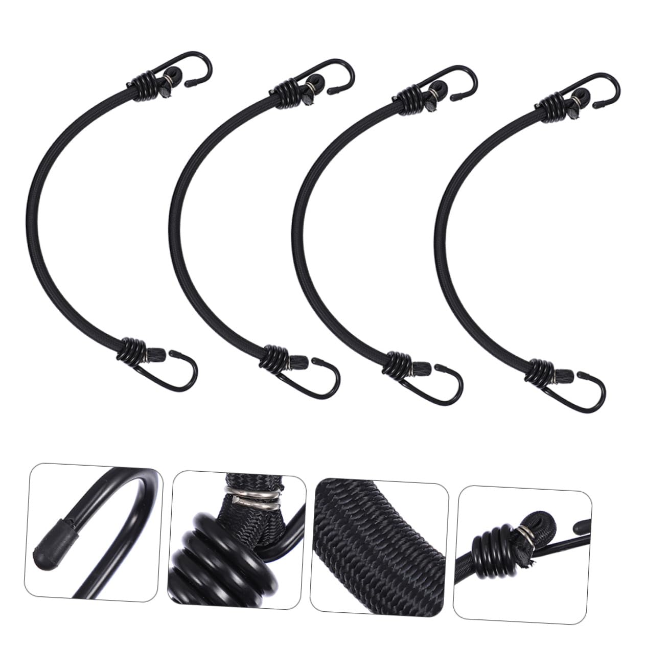 Didiseaon 4pezzi Cordine Elastica Gancio Corda Elastica Resiliente per Fissaggio di Tende e Legare Bagagli Leggero e Portatile Materiale di Poliestere