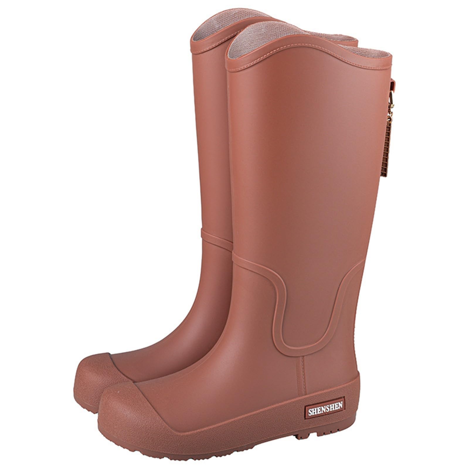 Genérico Botas De Agua Mujer Caña Alta, Botas Mujer Impermeable, Suela Gruesa Antideslizante Ligero Talla Grande Galochas Monocromo Holgados Casual Moda Cómodo Botas Adecuado Para Clima Frío