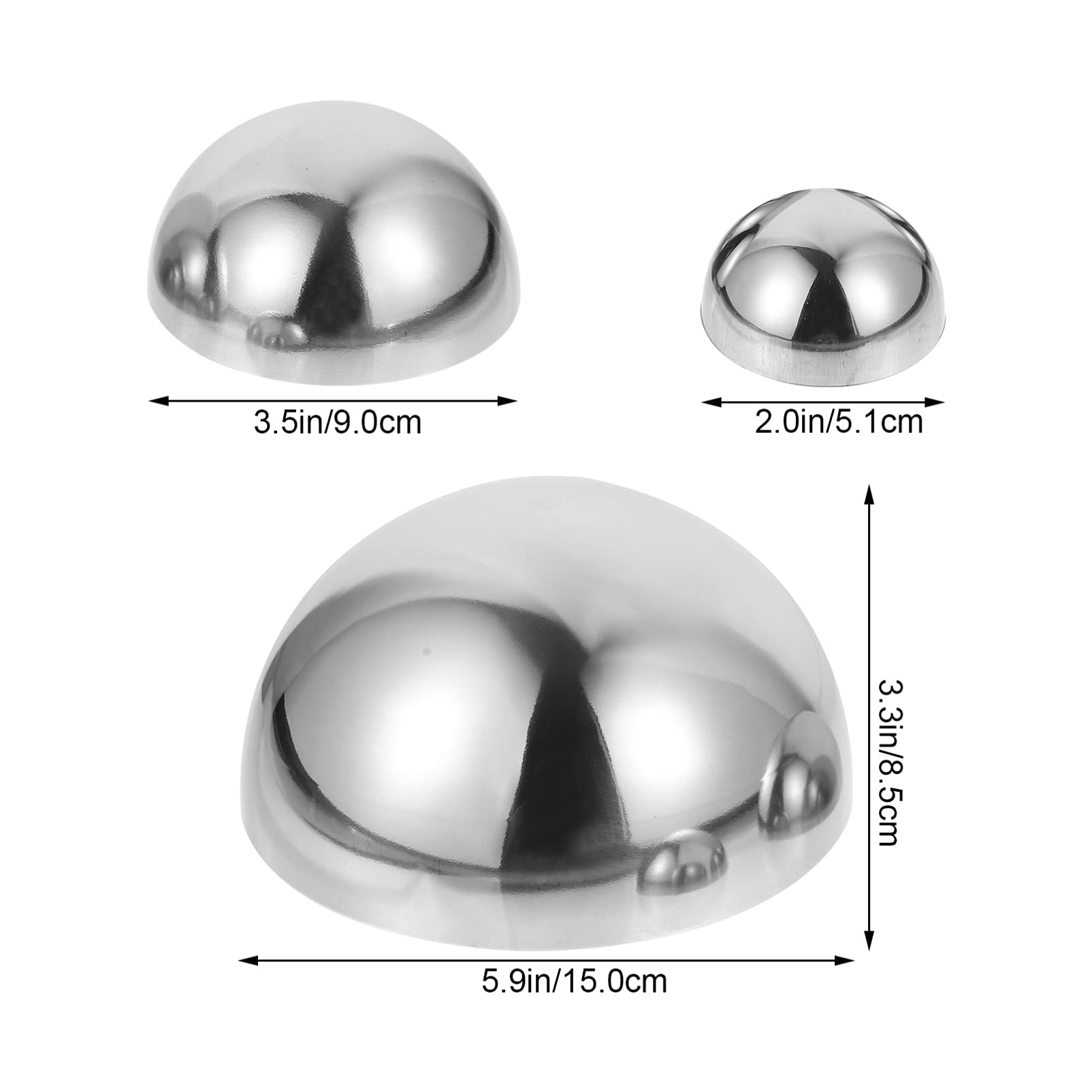 DOITOOL Stainless Steel Half Balls Large Shiny Balls for Outdoor Circle Wall Mirror Decor