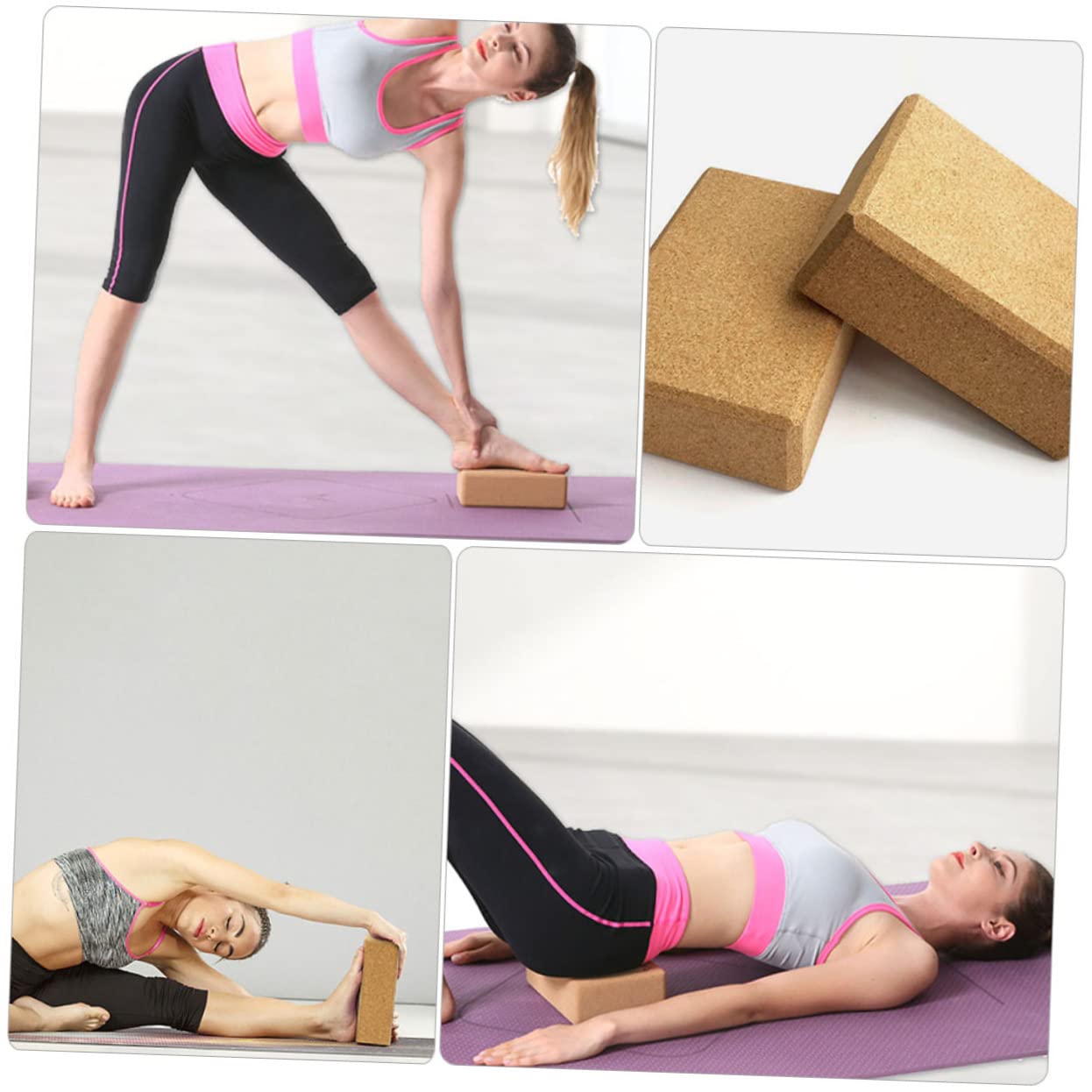 HANABASS Bloque de Yoga de Corcho Natural para Entrenamiento de Herramienta de Ejercicio de Alta Accesorio para Yoga y Fitness