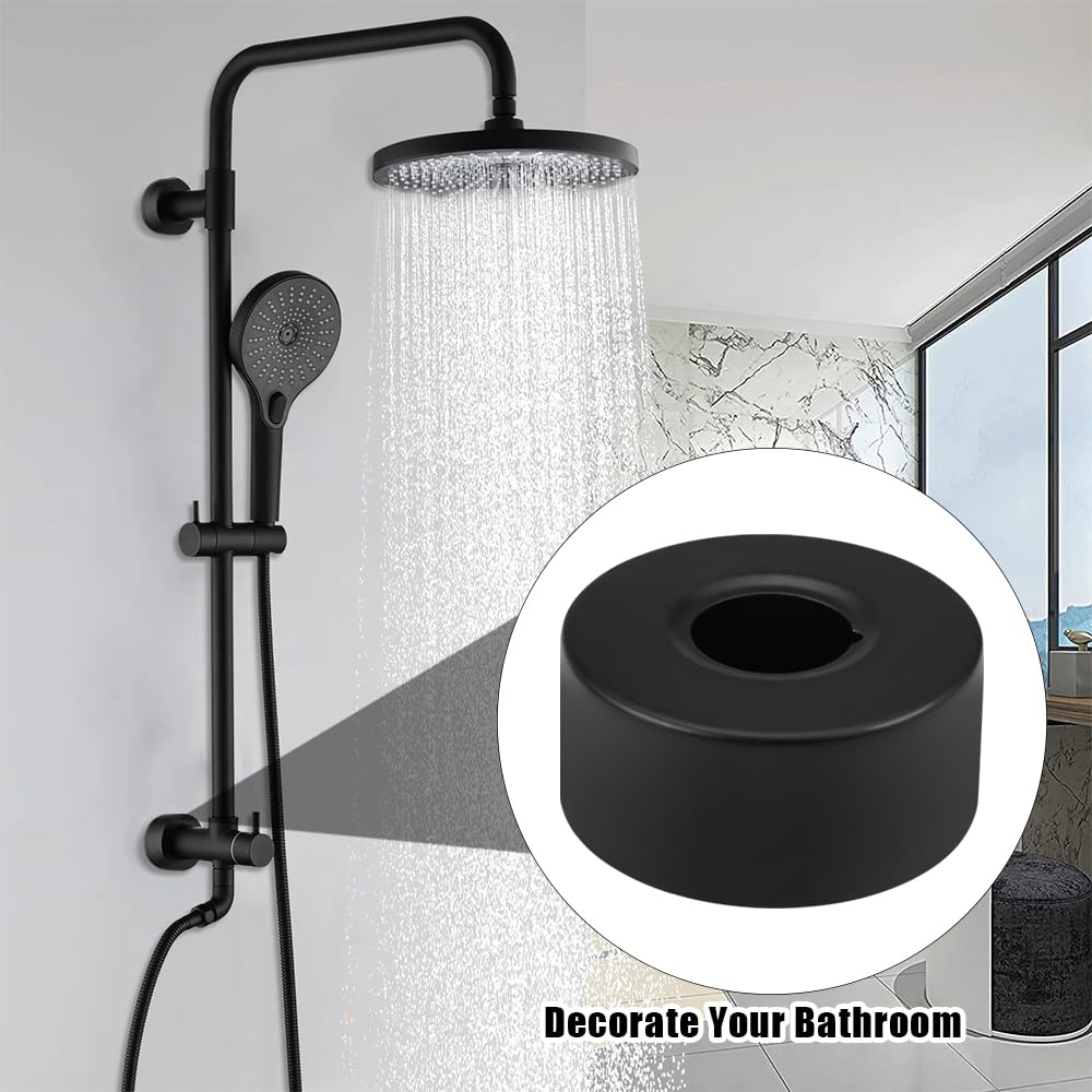 4 Piezas Negro Grifo de Ducha Roseta, Rosetas para Grifería de Ducha, Tamaños Ajustables Rosetas de Radiador, Embellecedor Grifo, Diámetro Interior 25 mm, para Grifos de Ducha, Radiadores
