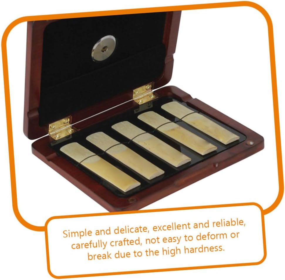 5pcs Amber Oboe Reed Box with Hygrometer Portable Reed Holder Case and Protection for Wind Woodwind Accessories