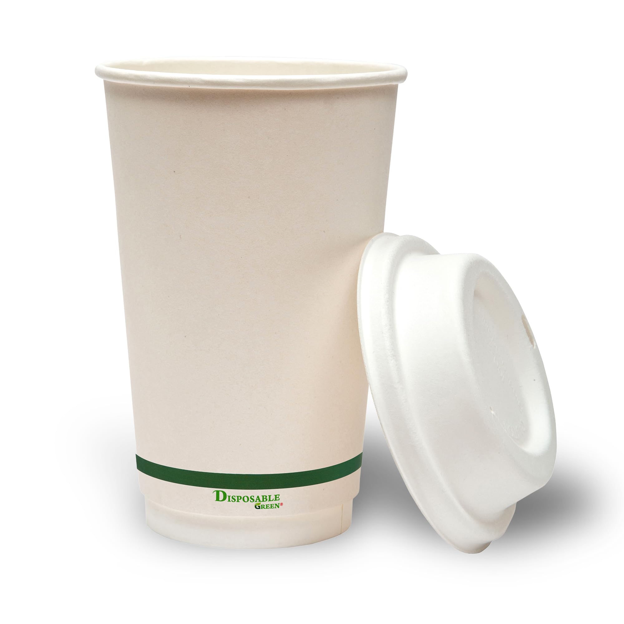 DISPOSABLE GREEN - NEXTGEN Coffee Cups, Double Wall Disposable Coffee Cups with Aqueous Lining, Takeaway Cups for Cold & Hot Drinks, Sturdy & Leak Proof Disposable Cup, 16 oz, 50 Pack