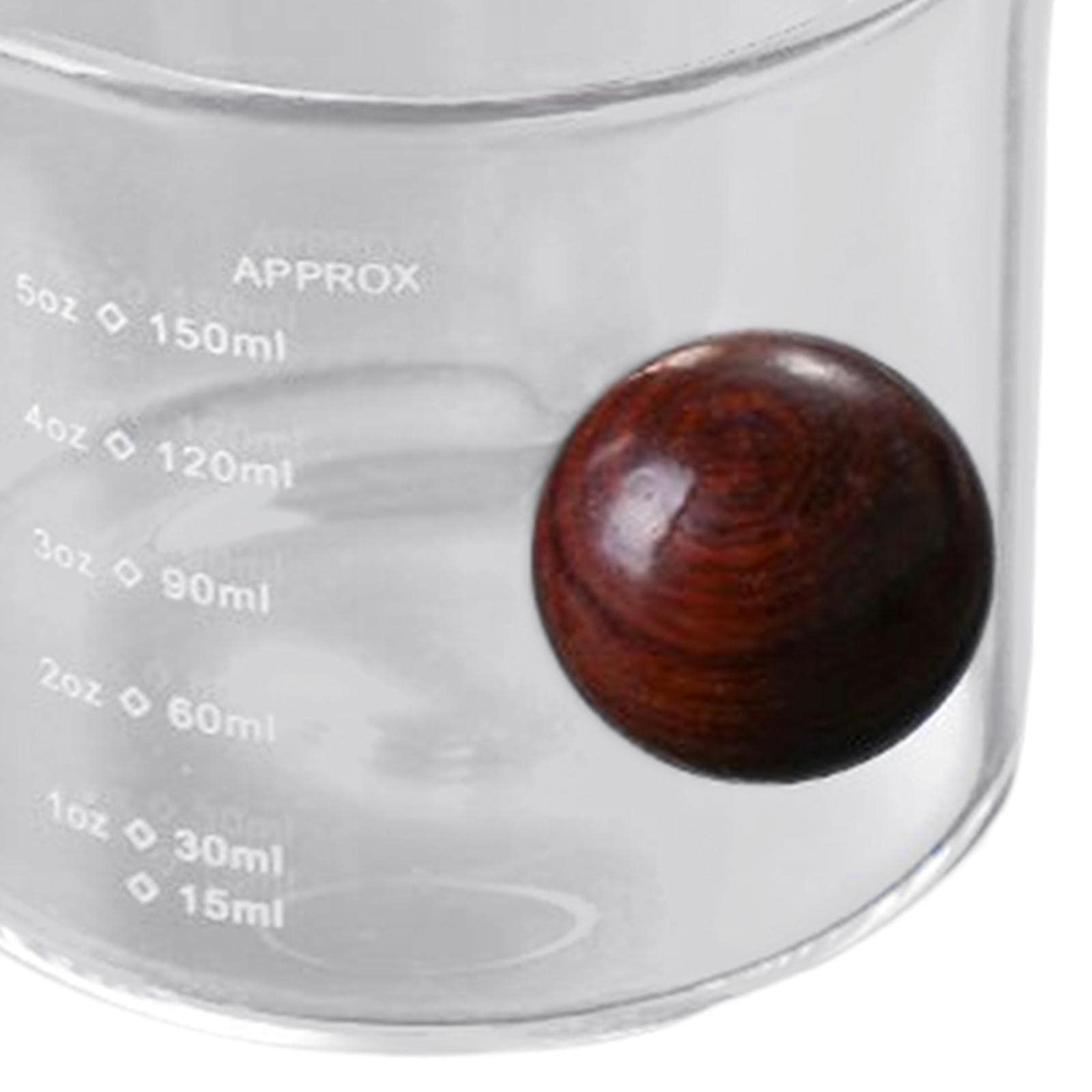 5 Piezas Vaso Medidor de Vidrio Taza Medidora Jarra con Doble Taza de Espresso con Doble Resistente al con Mango de Madera Adecuado, 6 Piezas