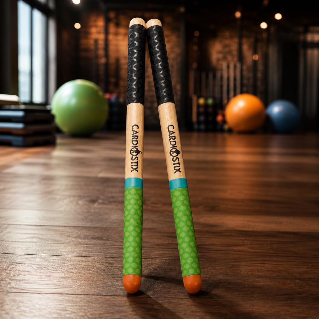 Cardiostix Cardio-Trommelsticks pro Set, 240 g (nur 1 Paar Stäbchen), gewichteter Doppelgriff, hochwertiges amerikanisches Hickory-Holz, Drumming, Fitness, Aerobic-Klasse (Rainbow #3)