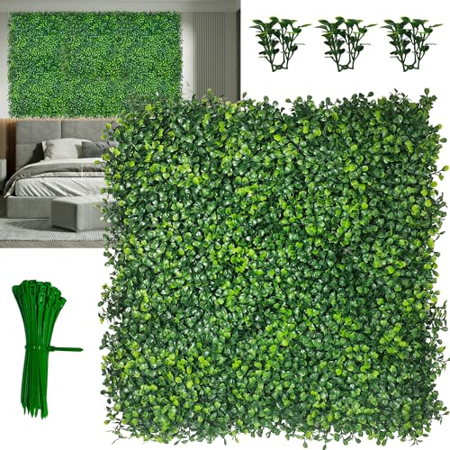 DOPGIB Artificial Boxwood Panels,20"x 20"(8P) 4-Layer Leaf UV-Protected Grass Wall