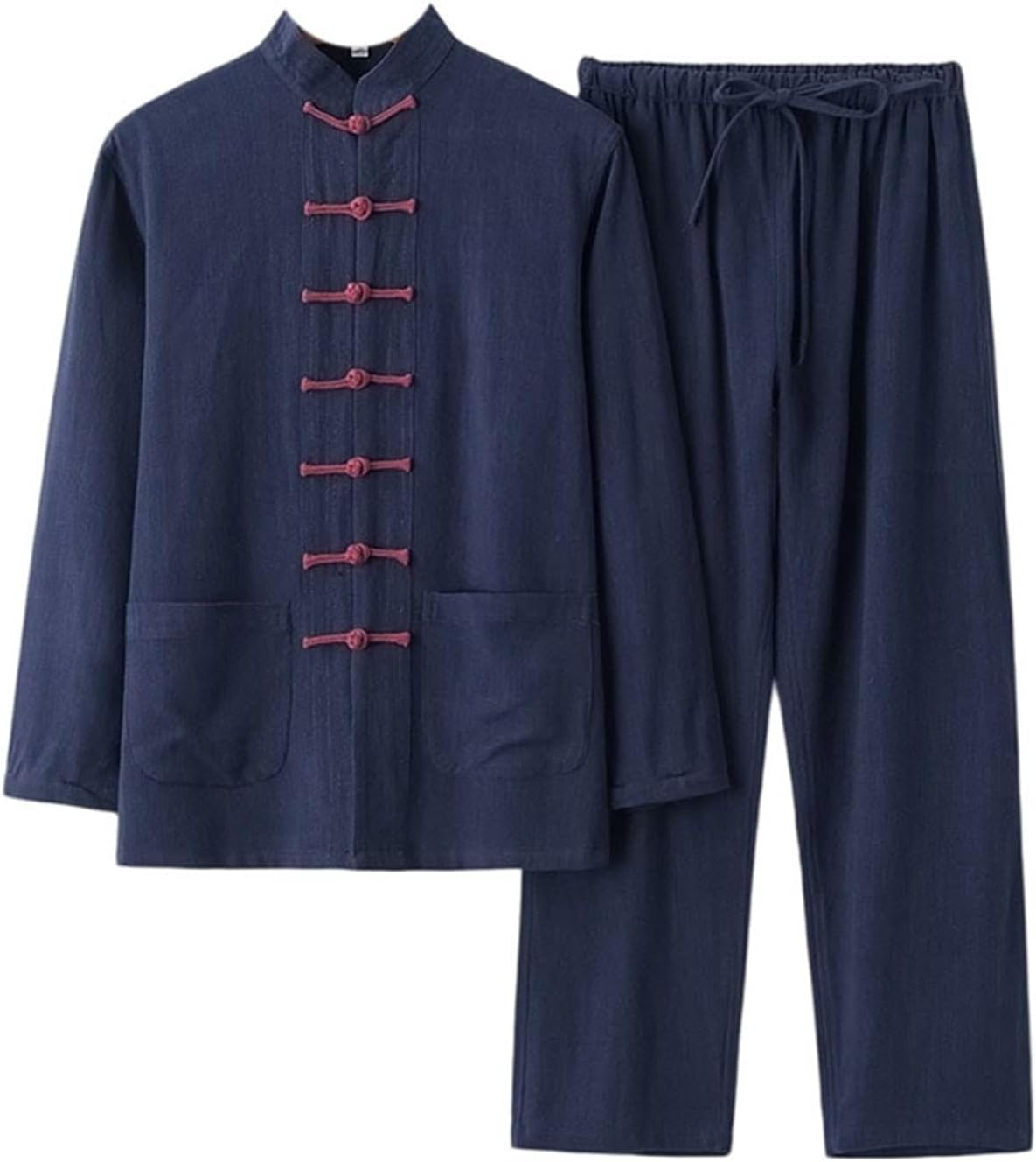 Men's Mandarin Collar Cotton Linen Tai Chi Suit Zen Meditation Wear