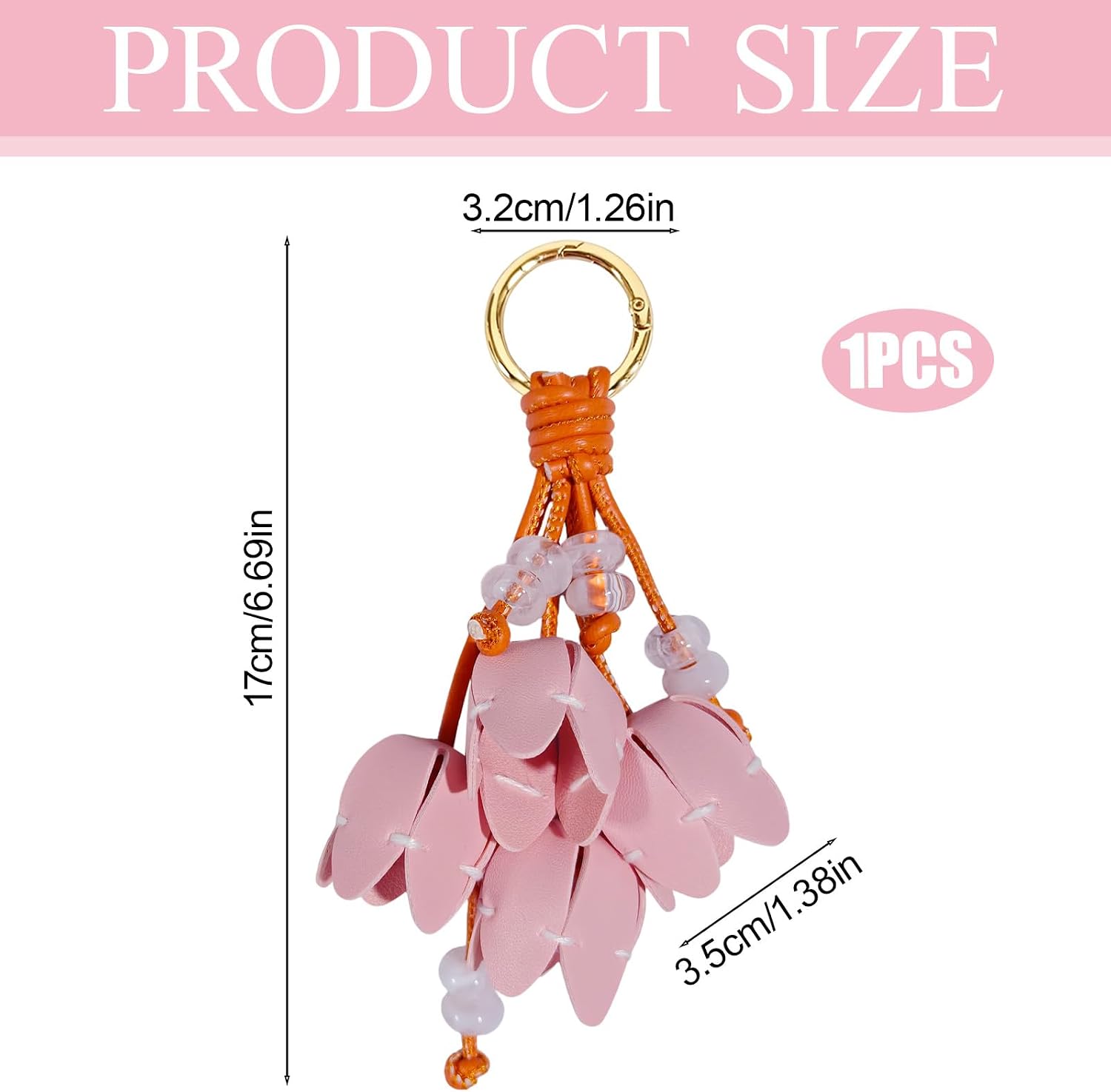 Genuine Tulip Faux Leather Flower Keychain image 2