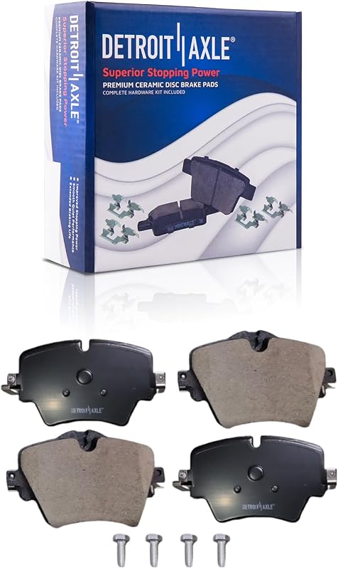 Pastilhas de freio dianteiras cerâmicas Detroit Axle P-1892 para BMW, Mini Cooper e Toyota GR Supra – 2 unidades com hardware