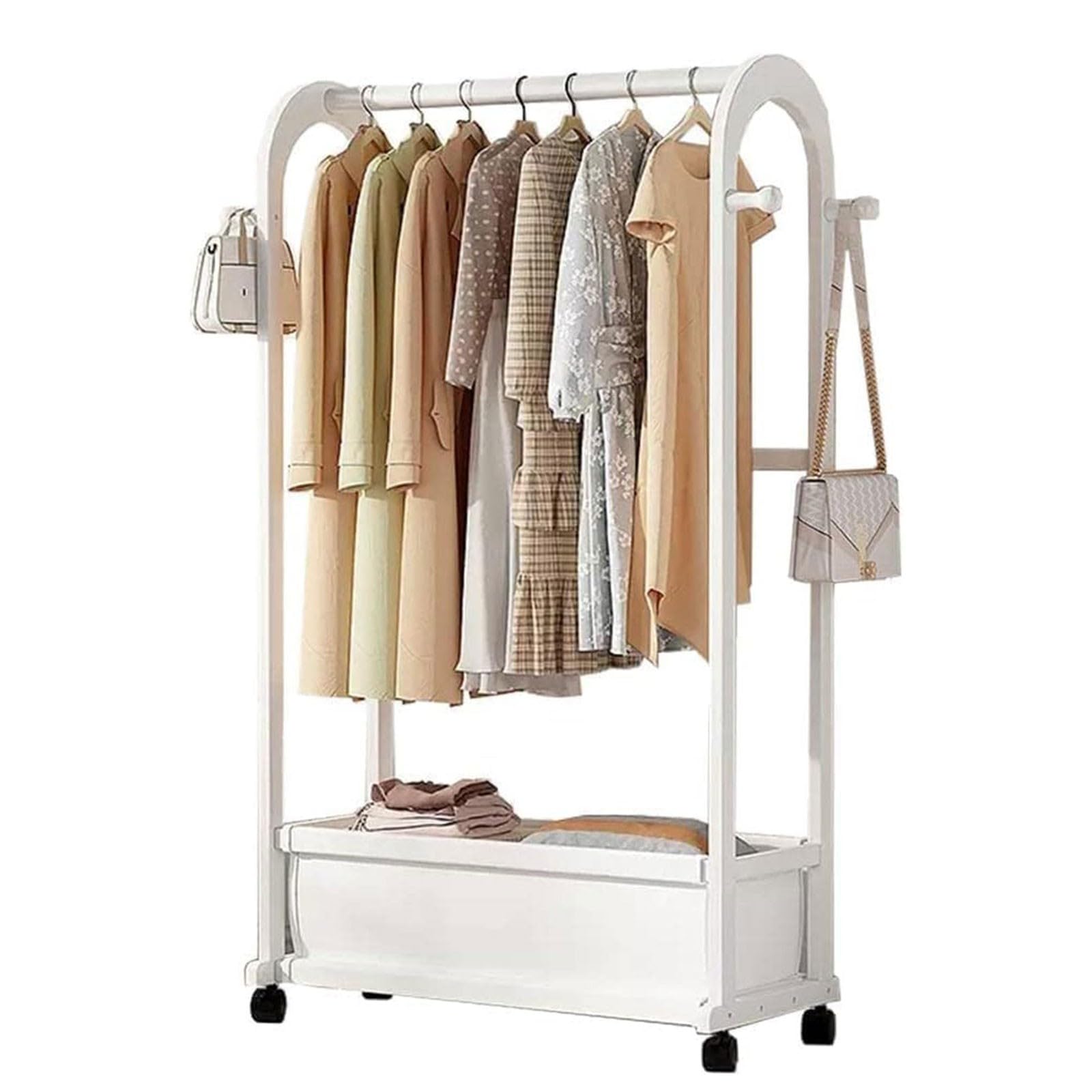 Penderie ouverte pivotante 360 en bambou étagères autoportantes et sac en tissu de chambre