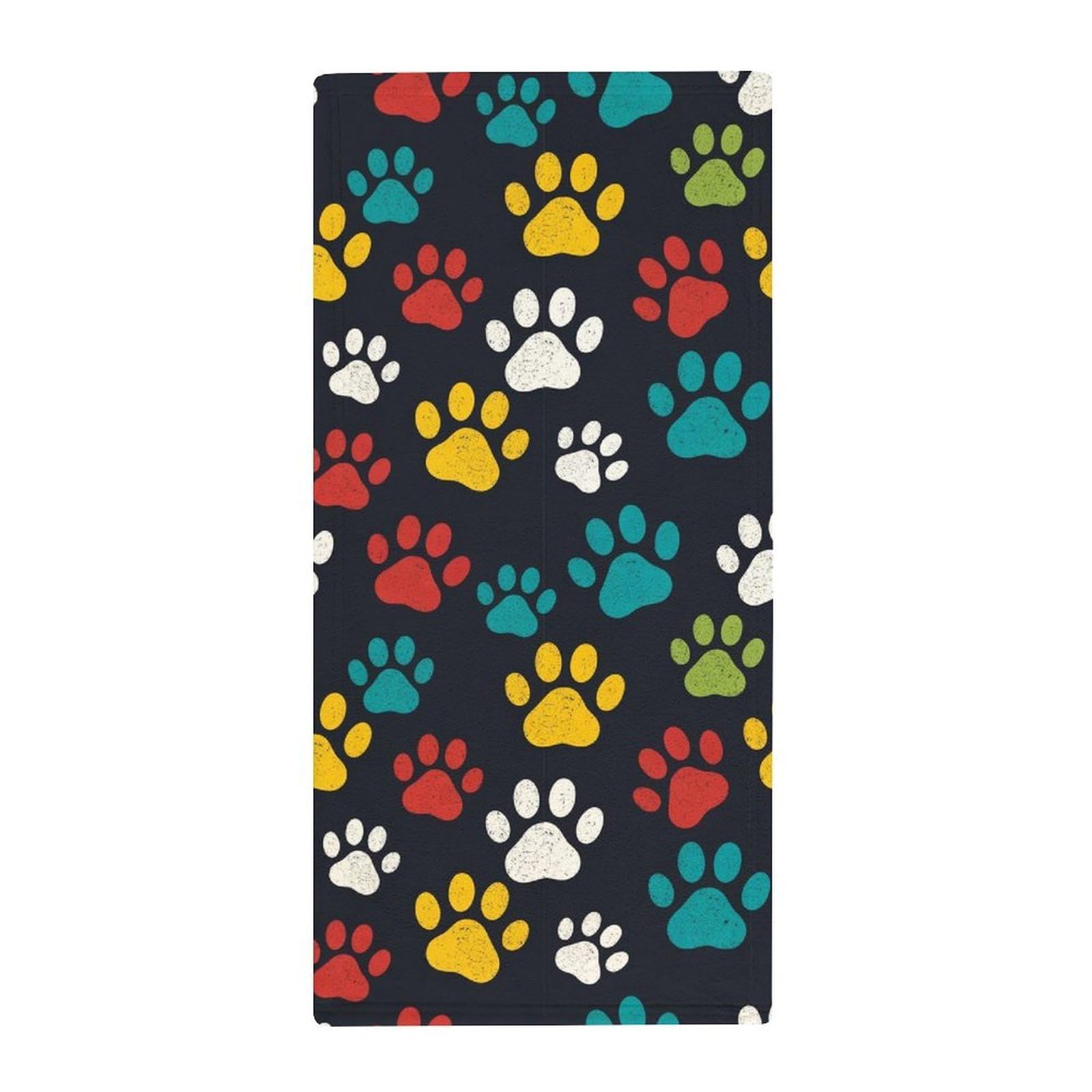 Anceky Luxury Guest Face Towels, Colorful Cute Dog Paw Soft Absorbent Hand Towels for Hotels, Bathrooms & Spa Decoration