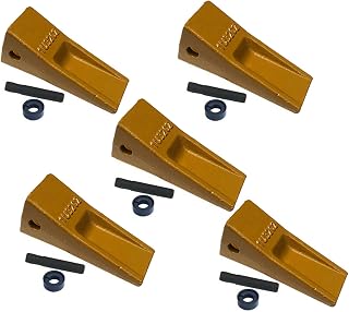 HYAT 1U3202 Excavator Bucket Teeth + 8E6208/9W7112P W/Pins + 8E6209/4T0001W Retainers 1U-3202 General Purpose Dirt Bucket Teeth Replacement for Caterpillar J200 Style Buckets - 5 Pack