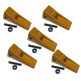 1U3202 Excavator Bucket Teeth + 8E6208/9W7112P W/Pins + 8E6209/4T0001W Retainers 1U-3202 General Purpose Dirt Bucket Teeth Replacement for Caterpillar J200 Style Buckets - 5 Pack