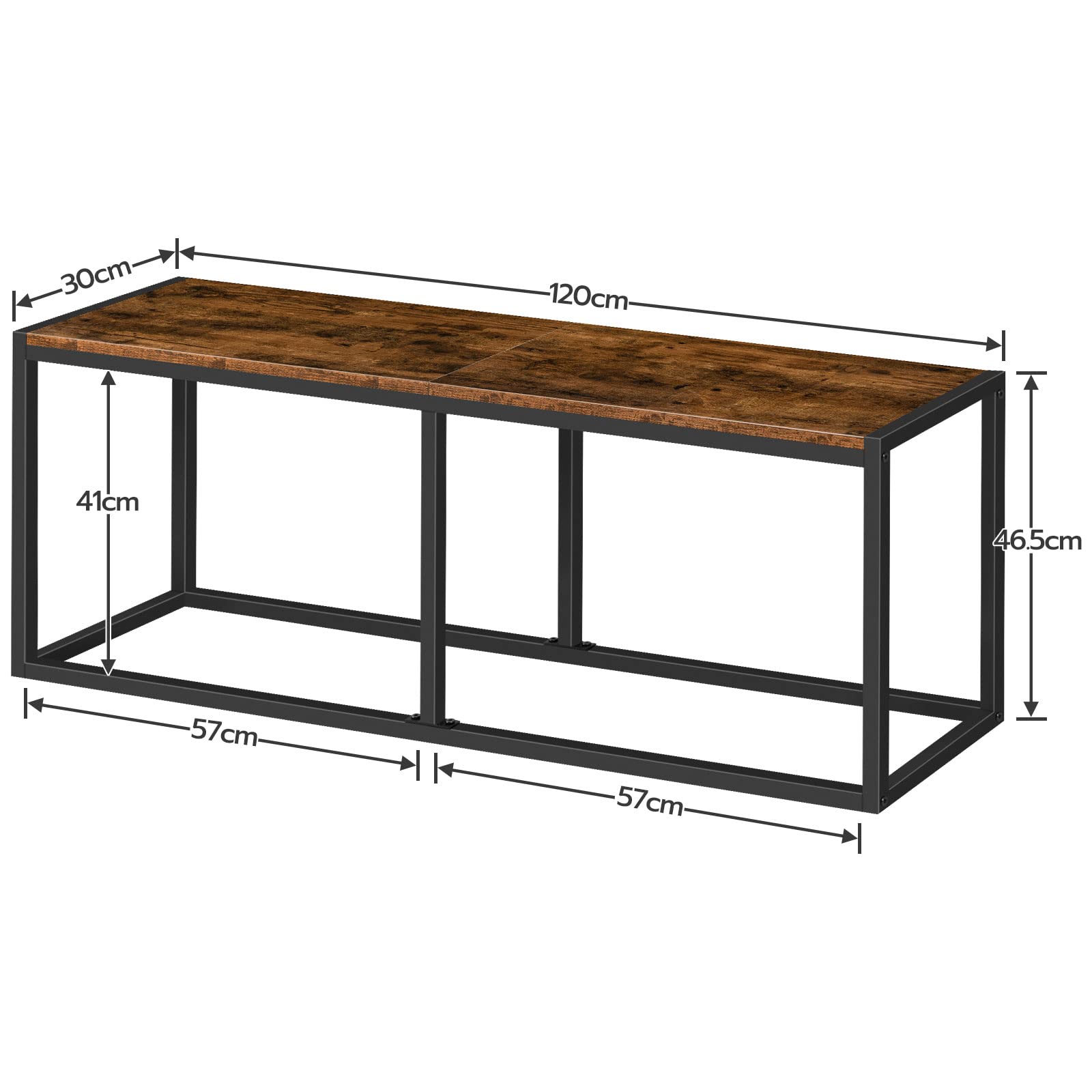 HOOBRO Panca da Pranzo, 120 cm Panca da Interni, Panchina Ingresso in Stile Industriale, Montaggio Facile, per Cucina, Soggiorno, Entrata, Camera da Letto EBF12CD01